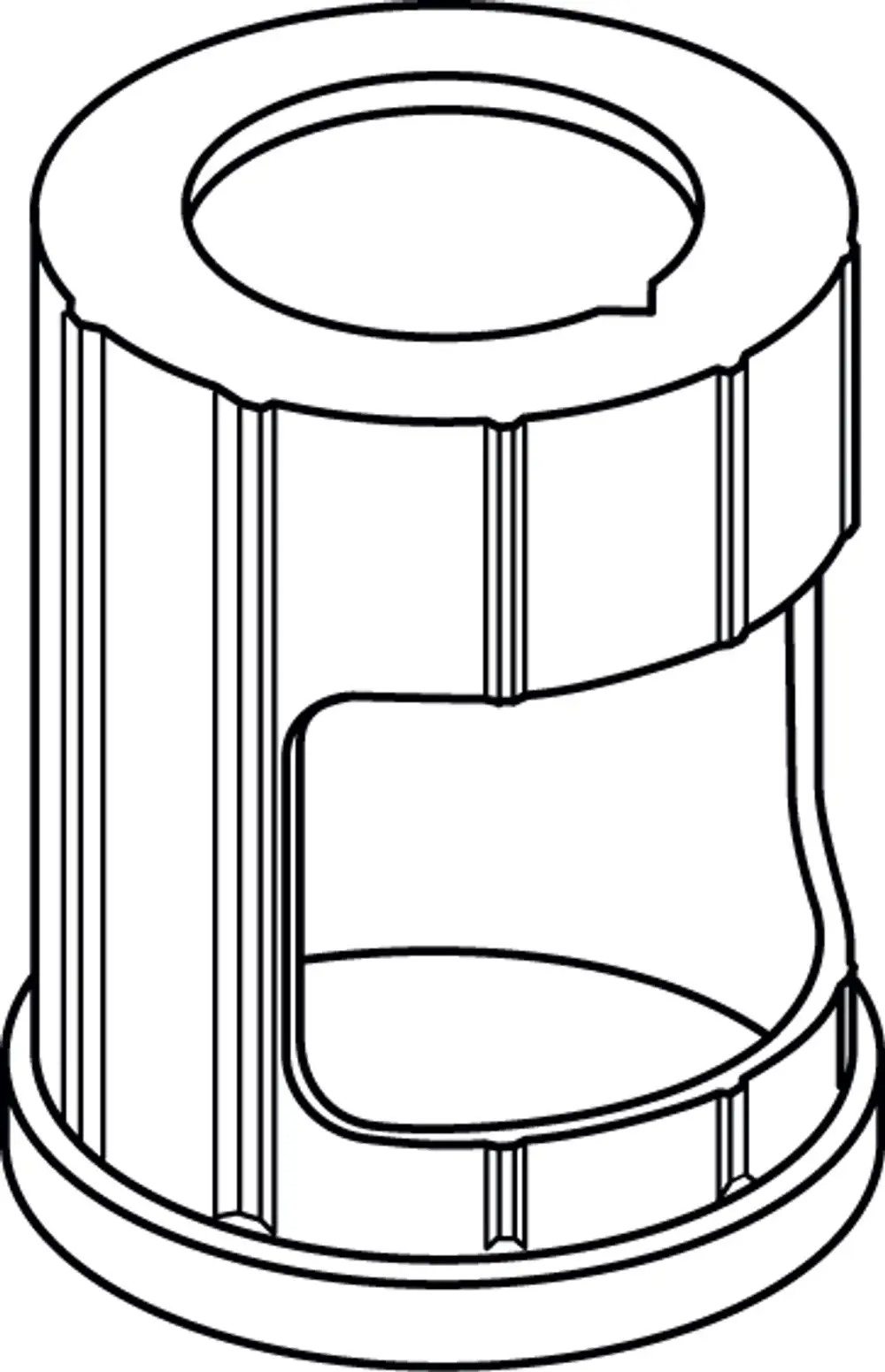 Führungshülse von Ideal Standard, zylindrischer Aufbau mit seitlicher Aussparung und gerillter Oberfläche, für die Befestigung einer Griffkappe konzipiert.
